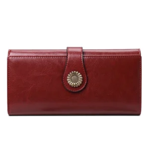 Fashion Genuine Leather Wallet Card Holder Female Long Purse Leather Female Clutch Wallets Zipper Purse Money Bag