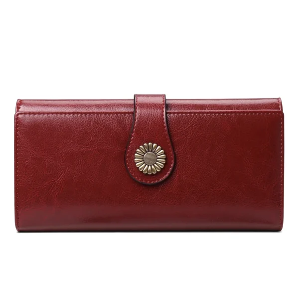 Fashion Genuine Leather Wallet Card Holder Female Long Purse Leather Female Clutch Wallets Zipper Purse Money Bag